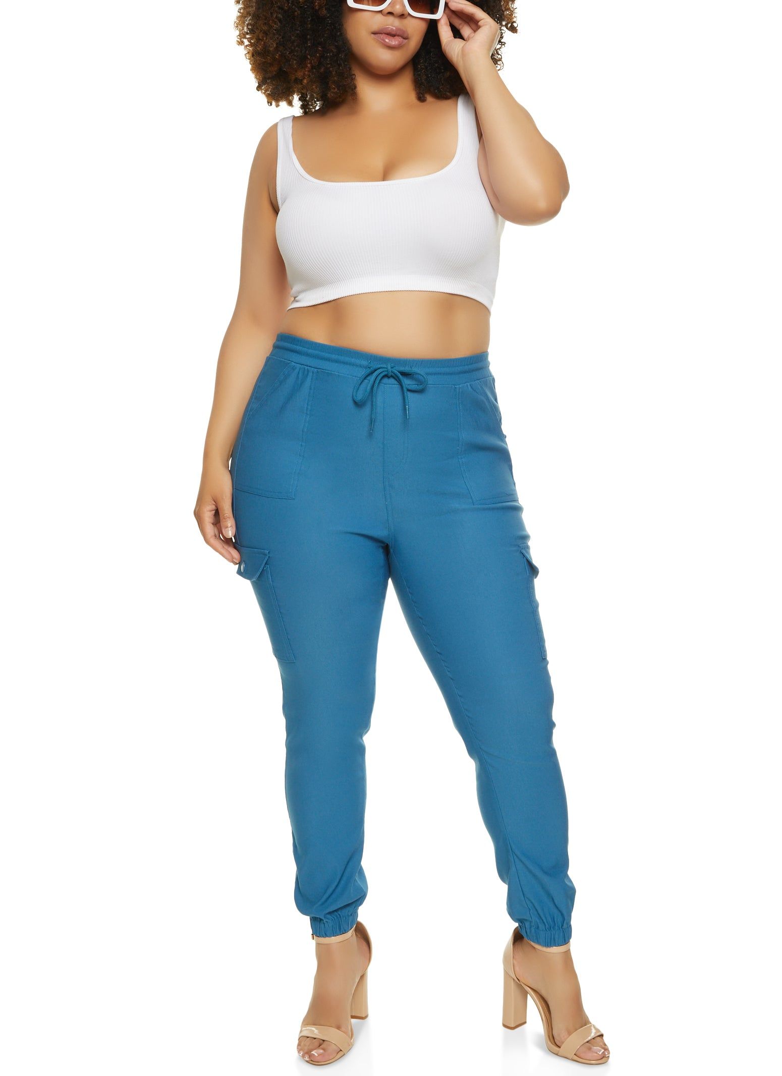 Plus Size Stretch Cargo Pocket Joggers sold by Rainbow product image thumbnail 2