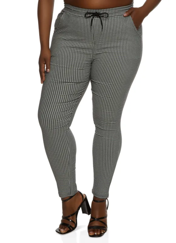 Plus Size Plaid Drawstring High Waist Dress Pants sold by Rainbow