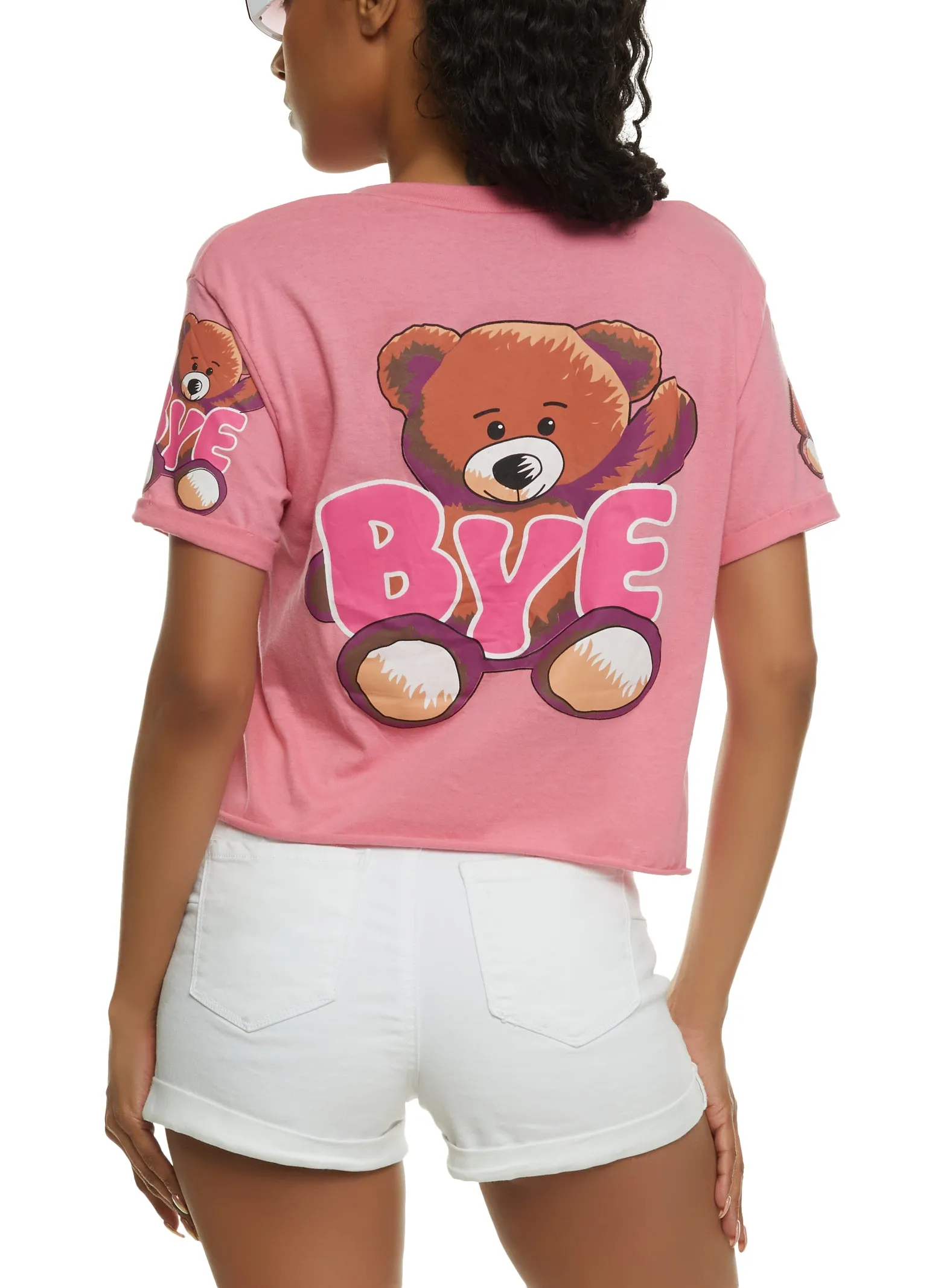 Hi Bye Teddy Bear Notch Neck Tee sold by Rainbow product image thumbnail 2