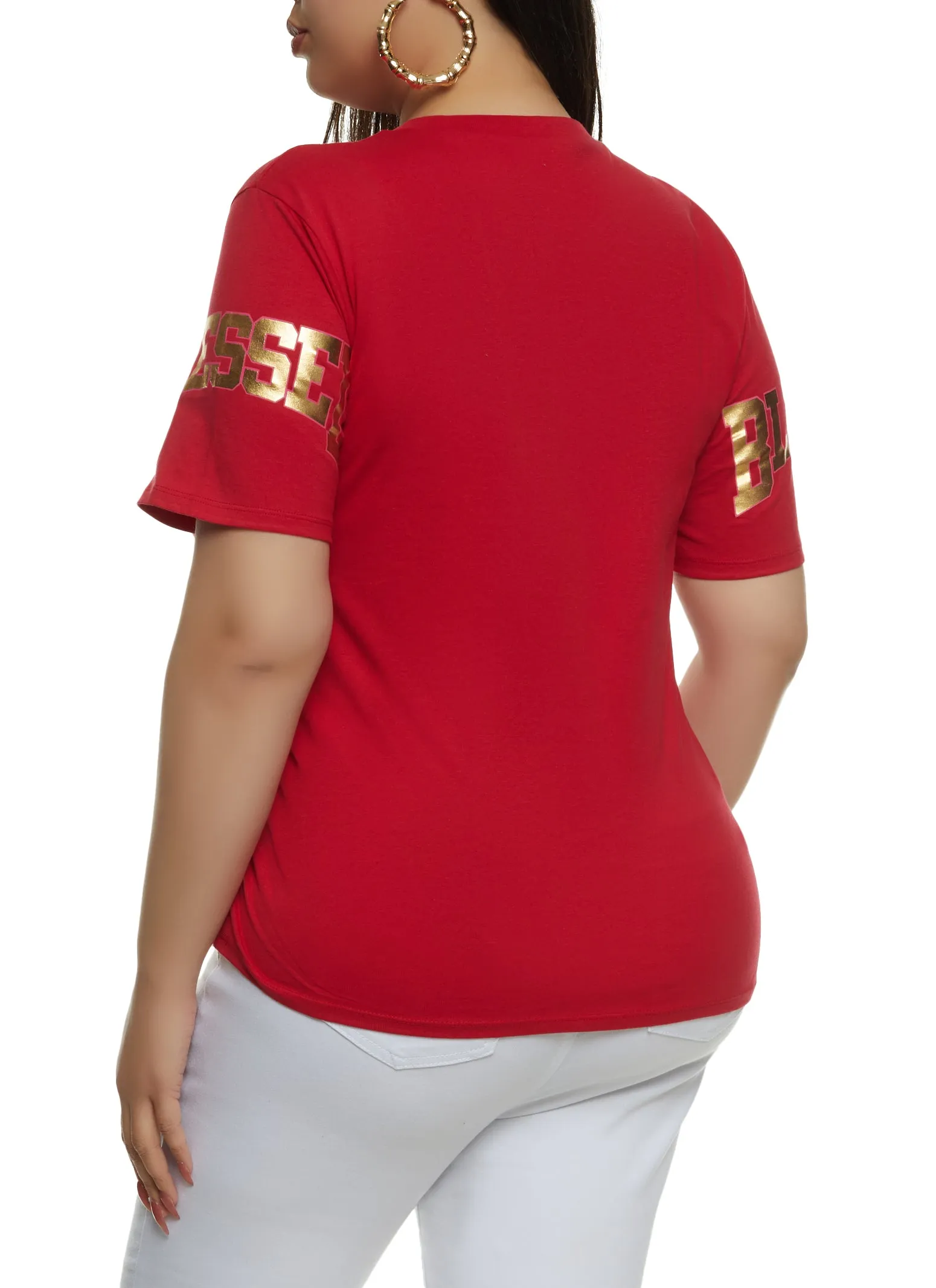 Plus Size Laser Cut Blessed Foil Graphic Tee sold by Rainbow product image thumbnail 2