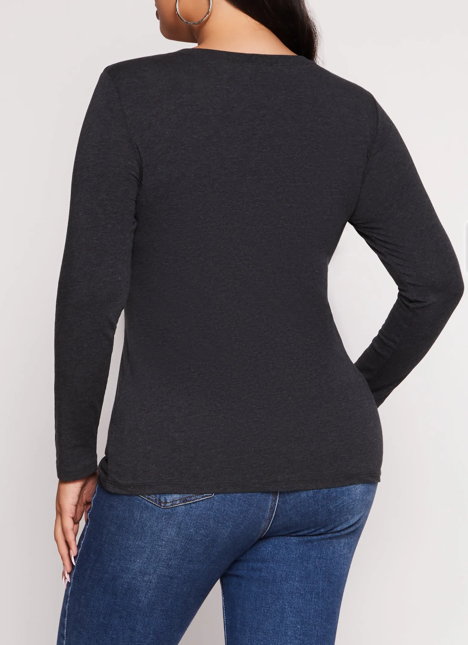 Plus Size Basic Scoop Neck Long Sleeve T Shirt sold by Rainbow product image thumbnail 3
