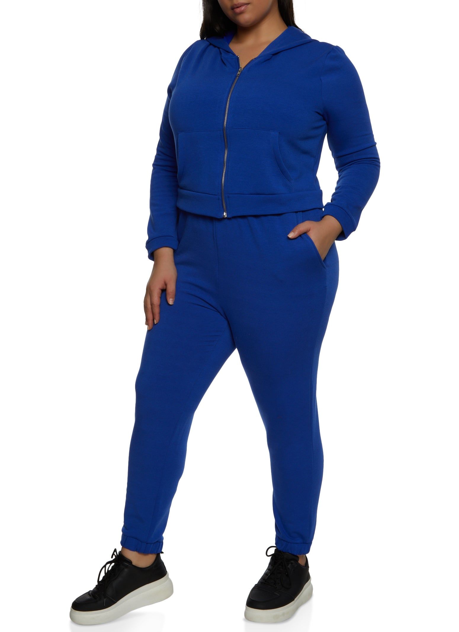 Plus Size Fleece Zip Front Cropped Hoodie sold by Rainbow product image thumbnail 2