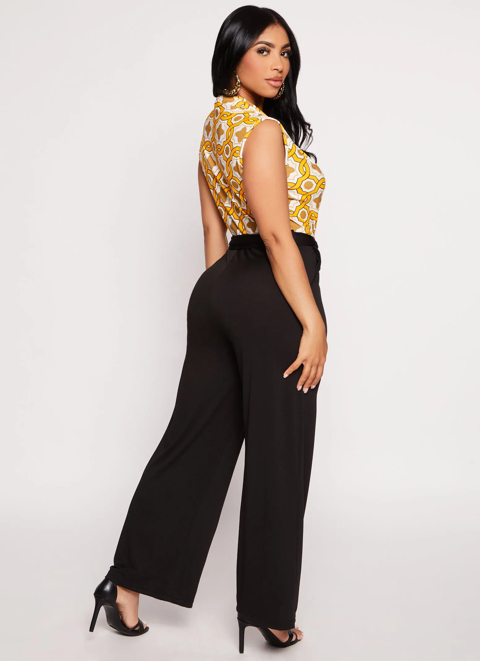 Printed Faux Wrap Tie Waist Jumpsuit sold by Rainbow product image thumbnail 3