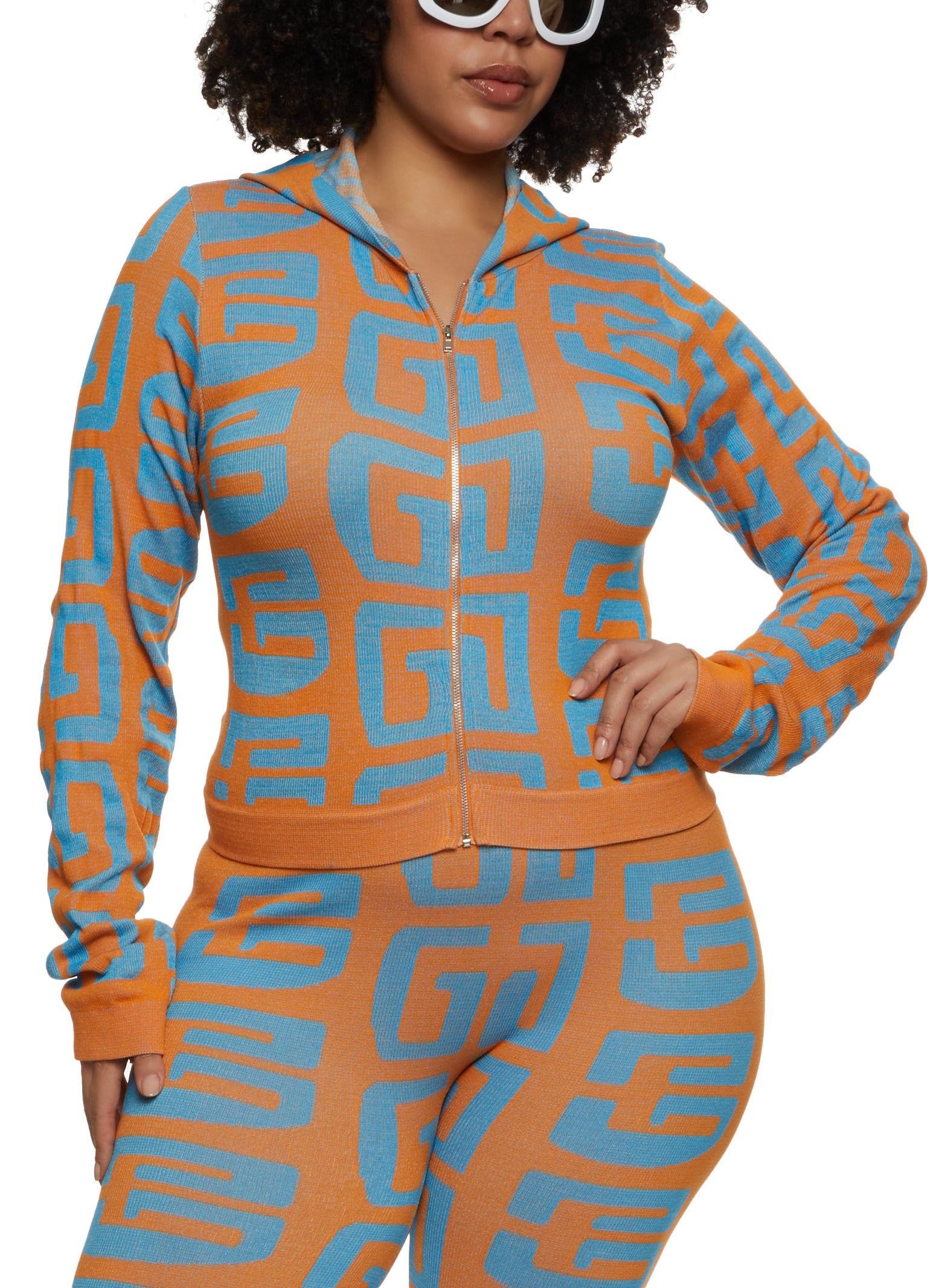 Plus Size Seamless Geometric Print Track Jacket sold by Rainbow