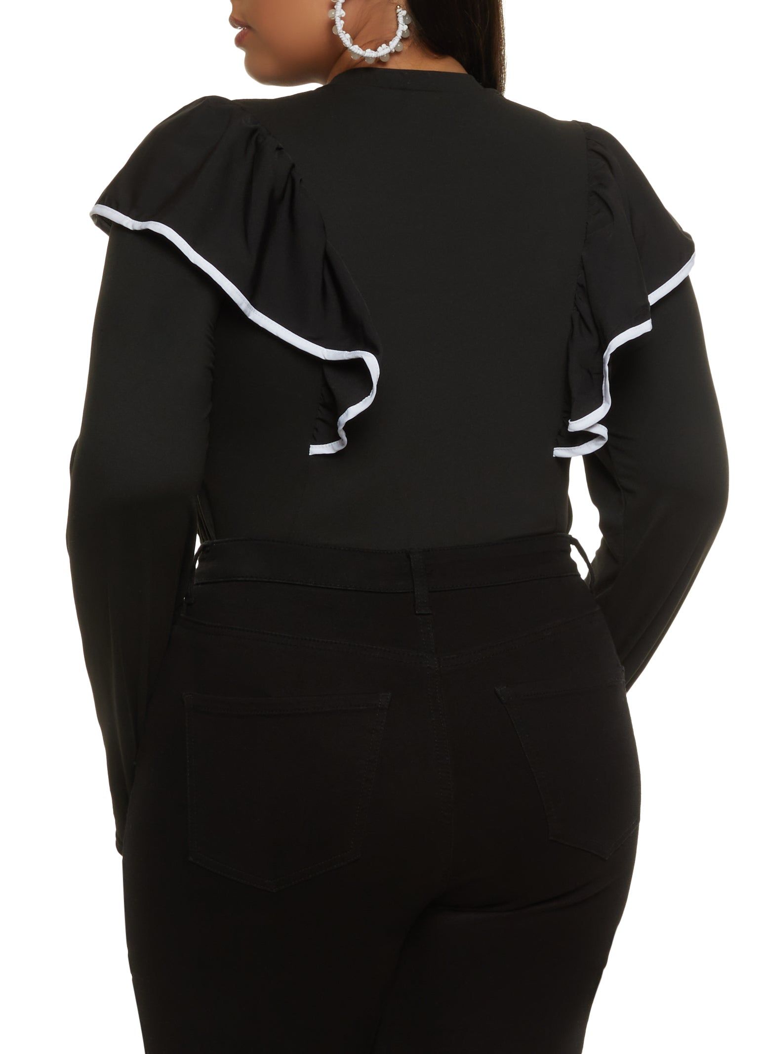 Plus Size Contrast Ruffle Trim Bodysuit sold by Rainbow product image thumbnail 3