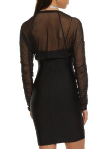 Mesh Ruched Sleeve Open Front Bolero sold by Rainbow