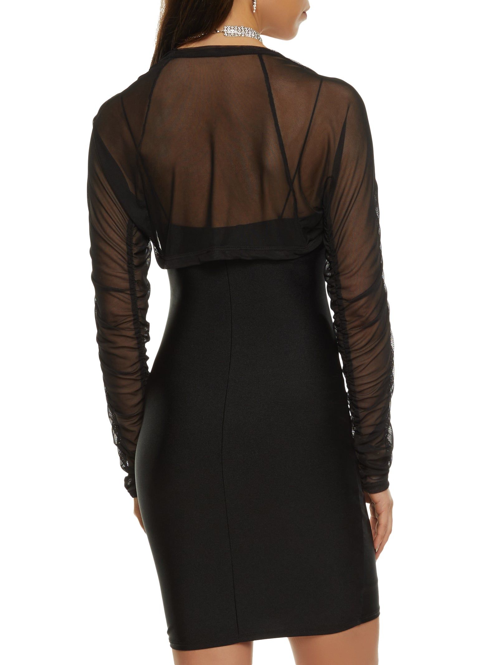 Mesh Ruched Sleeve Open Front Bolero sold by Rainbow product image thumbnail 2