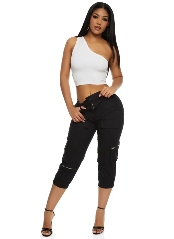 Zip Pocket Capri Cargo Pants sold by Rainbow