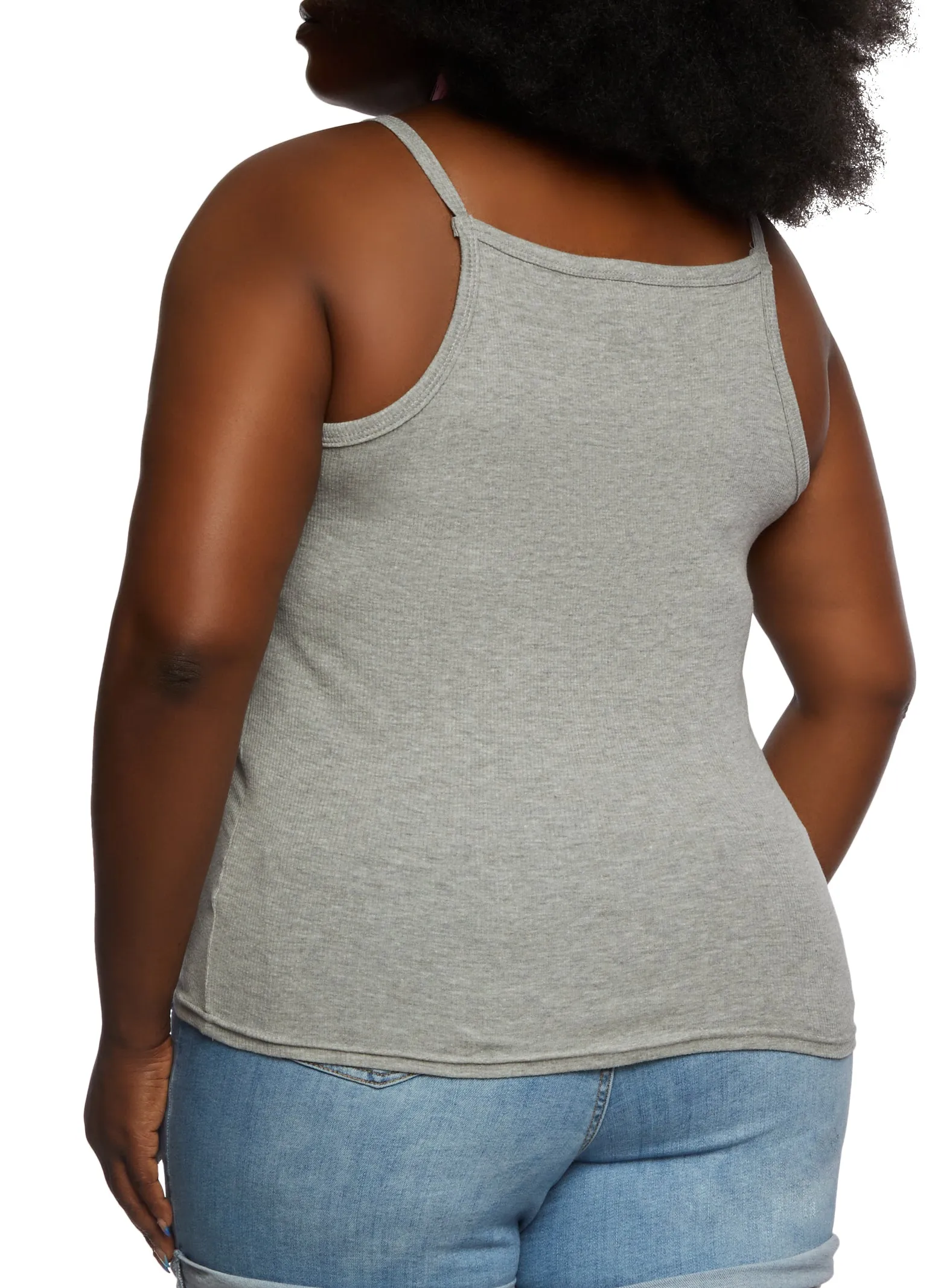 Plus Size Thin Strap Square Neck Tank Top sold by Rainbow product image thumbnail 3