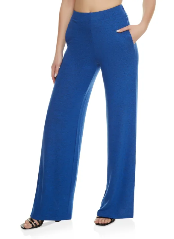 Brushed Knit High Waist Wide Leg Pants sold by Rainbow
