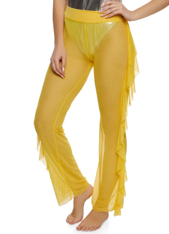 Mesh Ruffle Side Cover Up Pants sold by Rainbow
