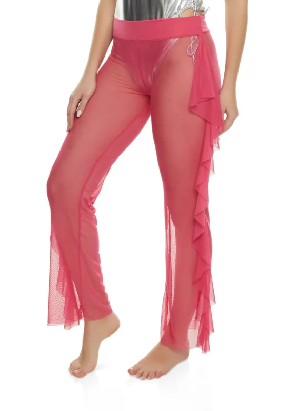 Mesh Ruffle Side Cover Up Pants sold by Rainbow