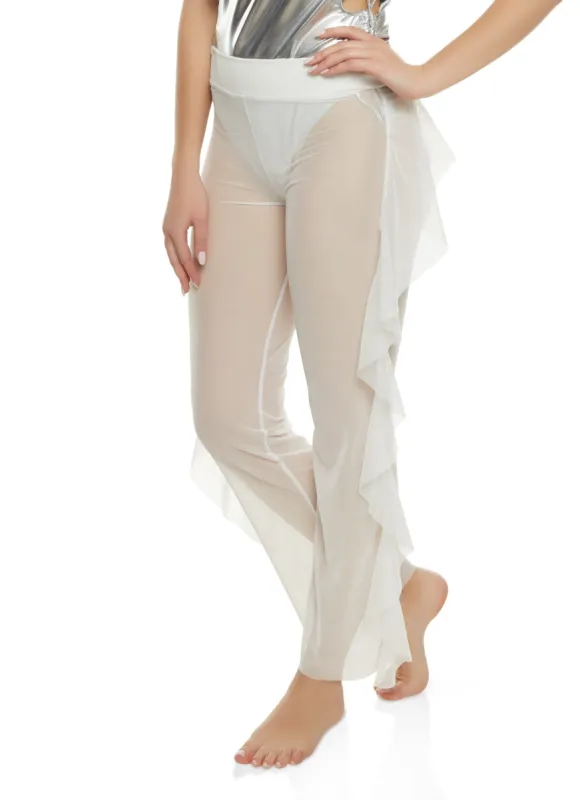 Mesh Ruffle Side Cover Up Pants sold by Rainbow