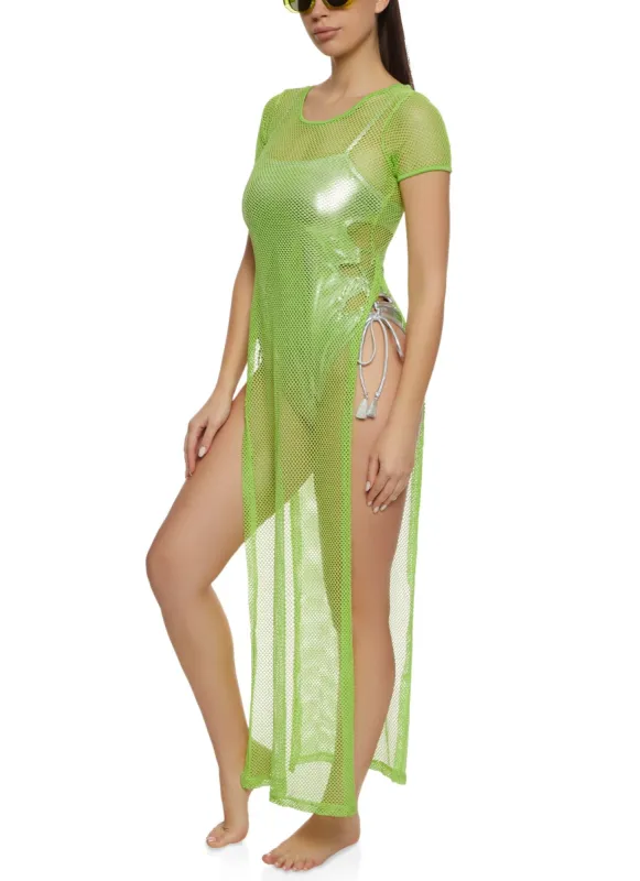 Fishnet Side Slit Maxi Cover Up sold by Rainbow