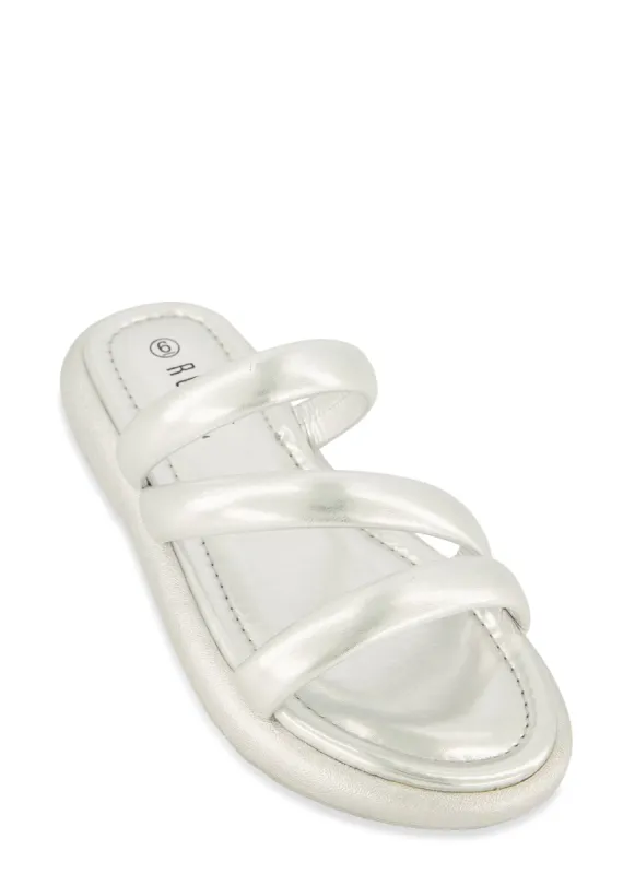 Asymmetrical Band Slide Sandals sold by Rainbow