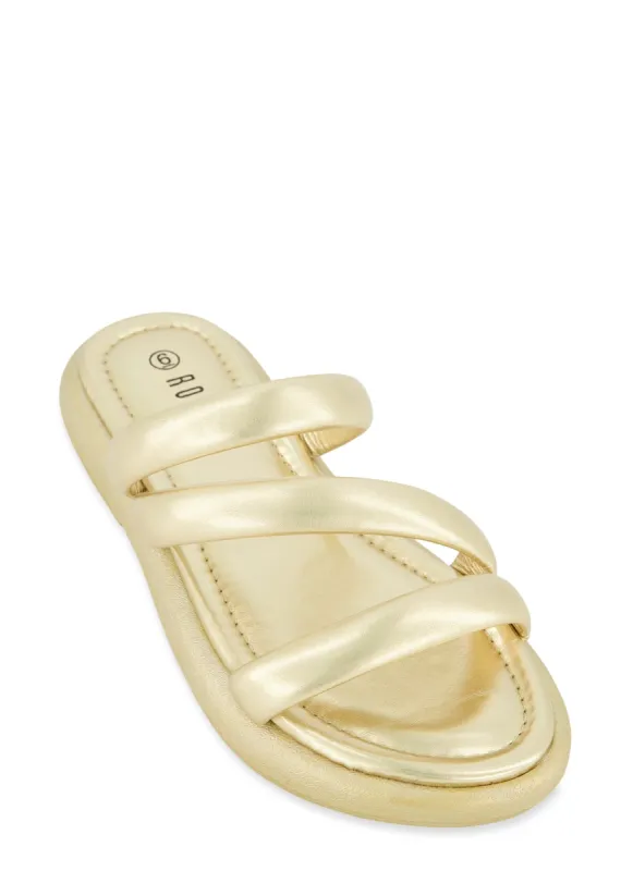 Asymmetrical Band Slide Sandals sold by Rainbow