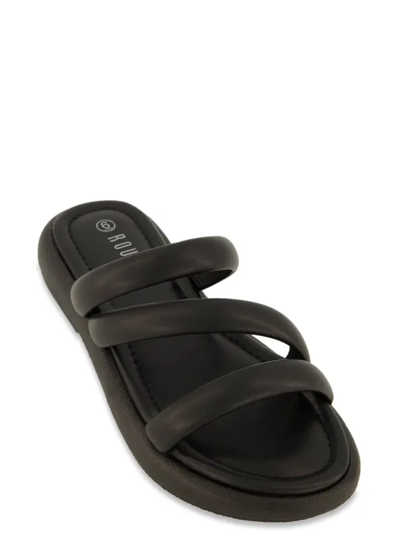 Asymmetrical Band Slide Sandals sold by Rainbow