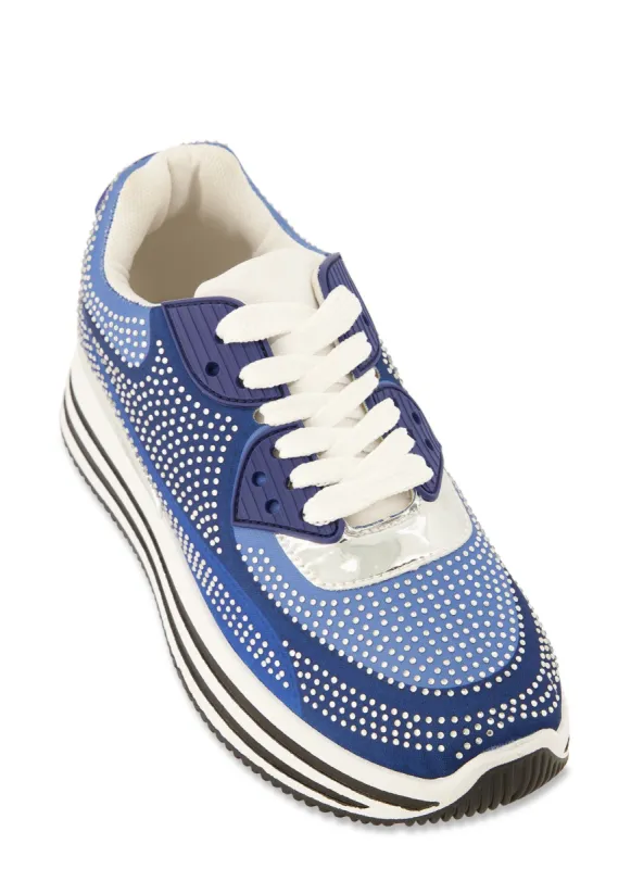 Color Block Rhinestone Platform Sneakers sold by Rainbow