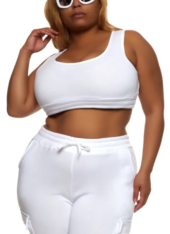 Plus Size Fleece Scoop Neck Cropped Tank Top sold by Rainbow