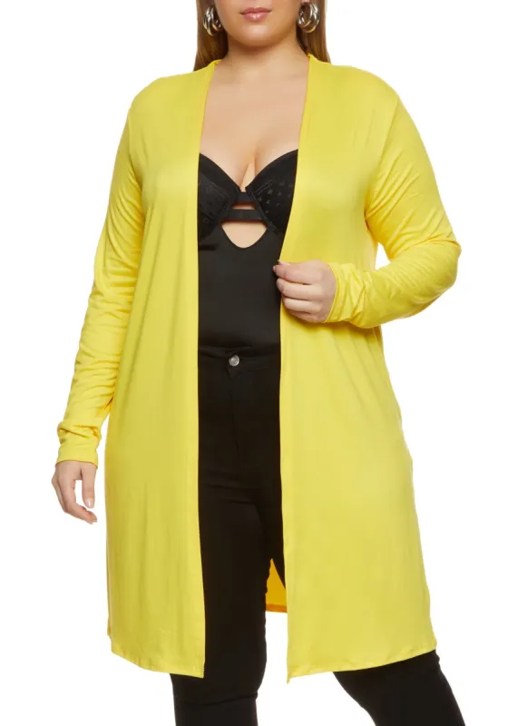 Plus Size Soft Knit Open Front Duster sold by Rainbow