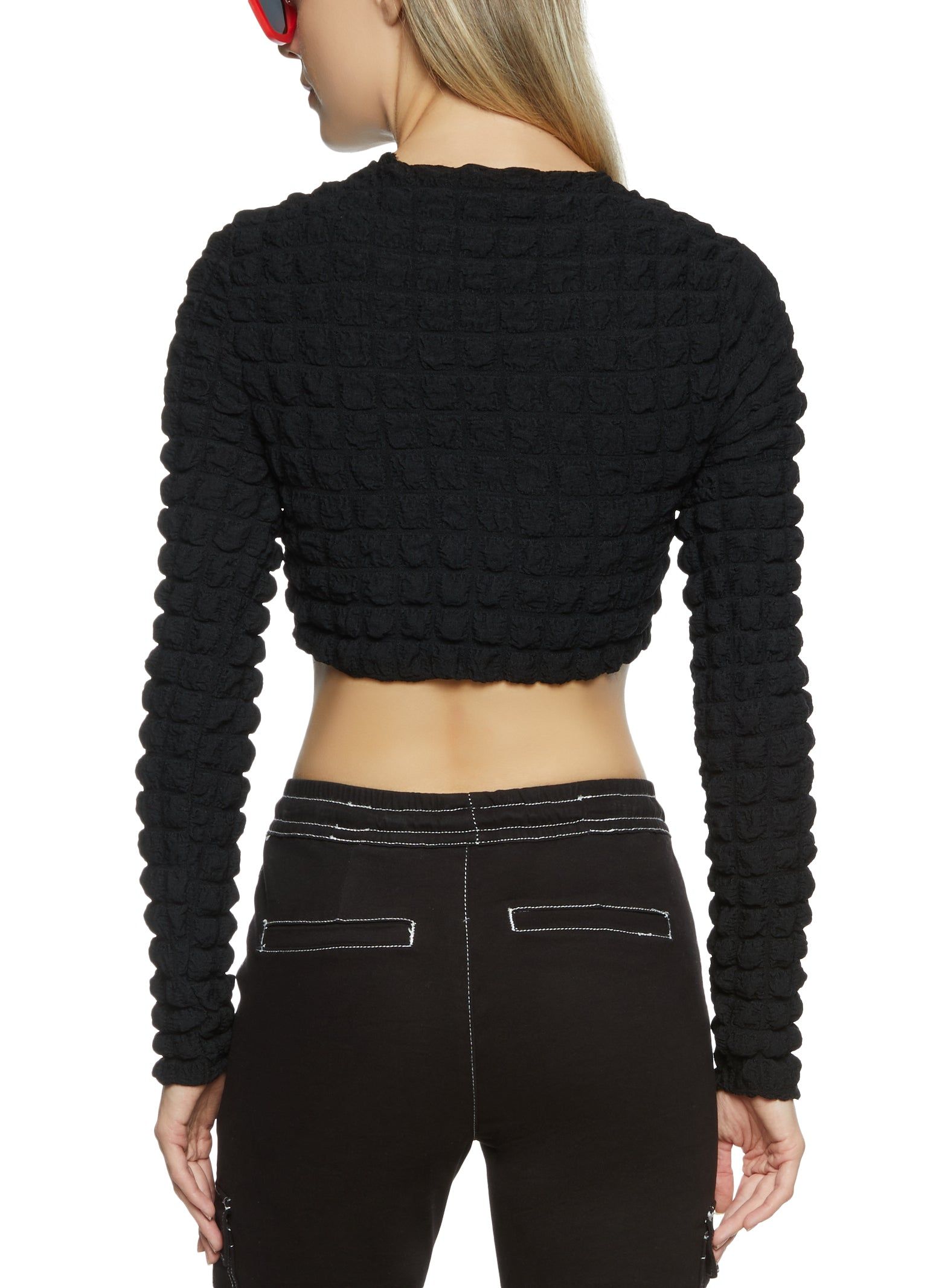 Bubble Knit Keyhole Crop Top sold by Rainbow product image thumbnail 2