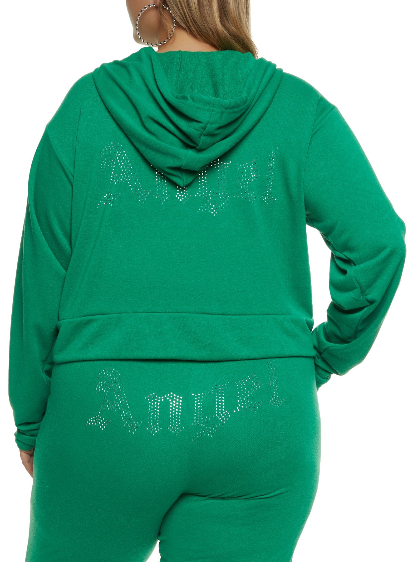 Plus Size Angel Rhinestone Studded Hoodie sold by Rainbow