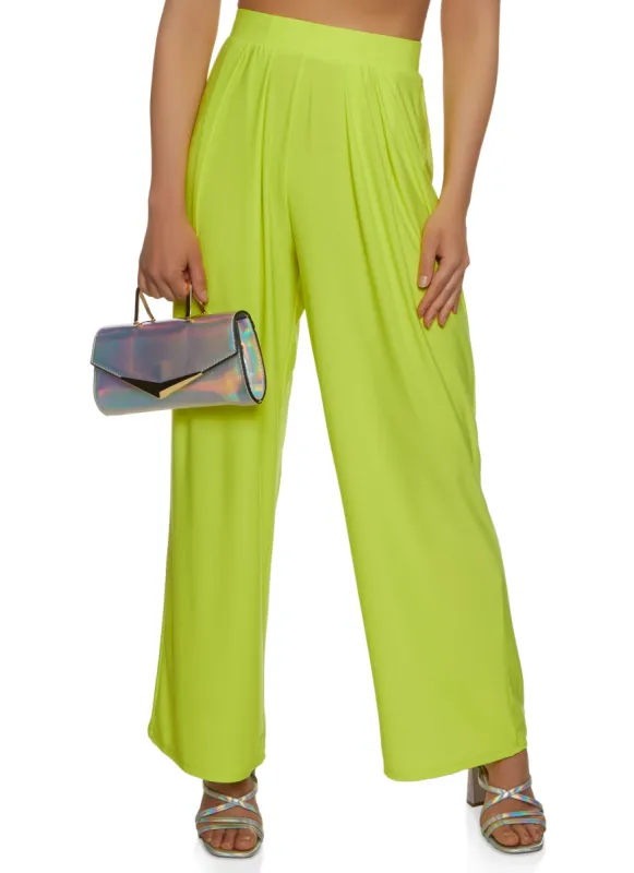 Pleated Detail High Waisted Wide Leg Pants sold by Rainbow