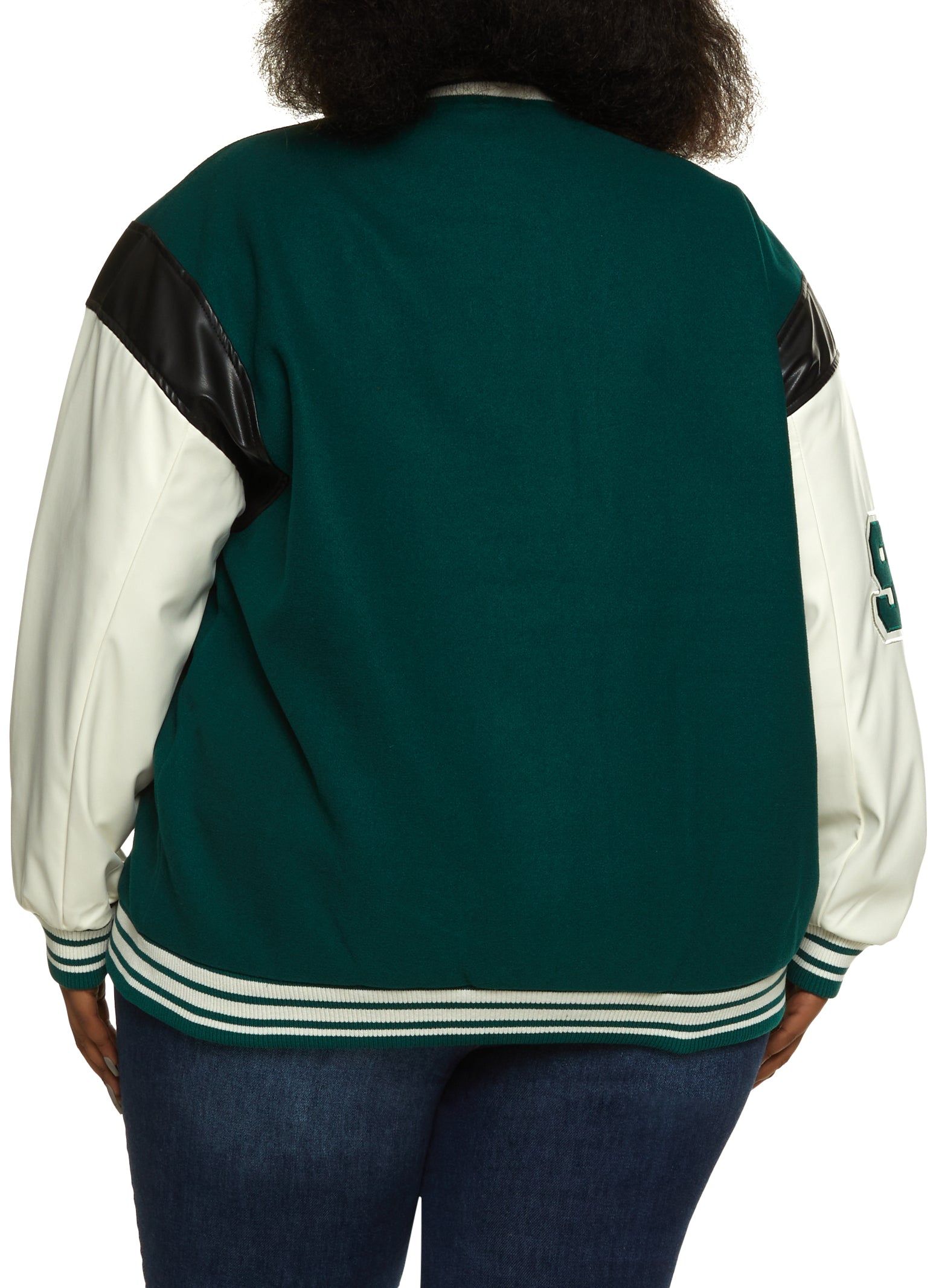 Plus Size Only Members Chenille Patch Varsity Bomber Jacket sold by Rainbow product image thumbnail 3