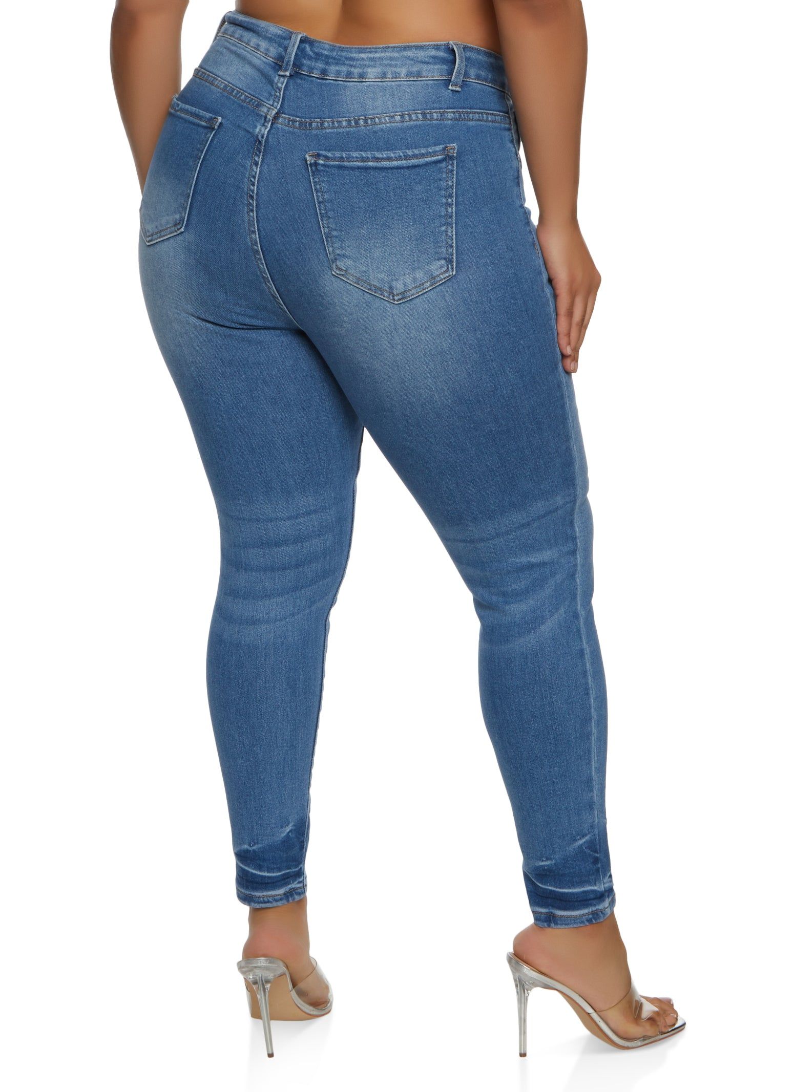 Plus Size WAX High Waisted Whiskered Skinny Jeans sold by Rainbow product image thumbnail 2