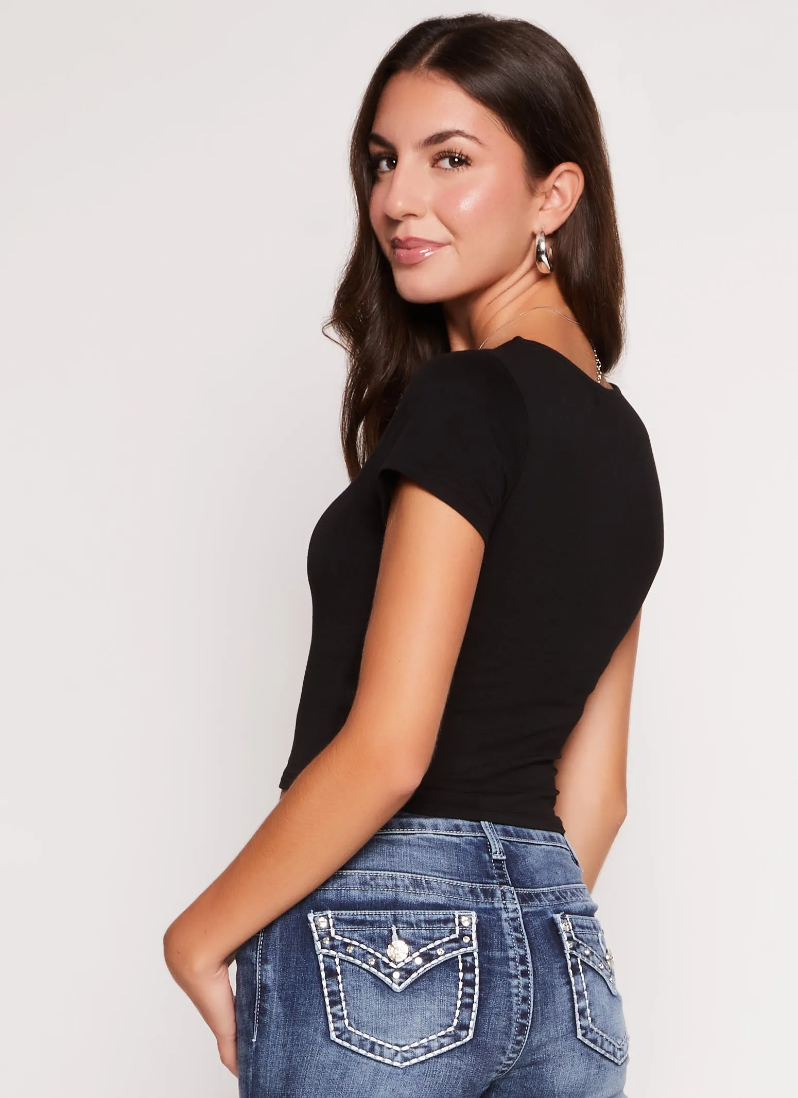 Basic Scoop Neck Cropped Tee sold by Rainbow product image thumbnail 3