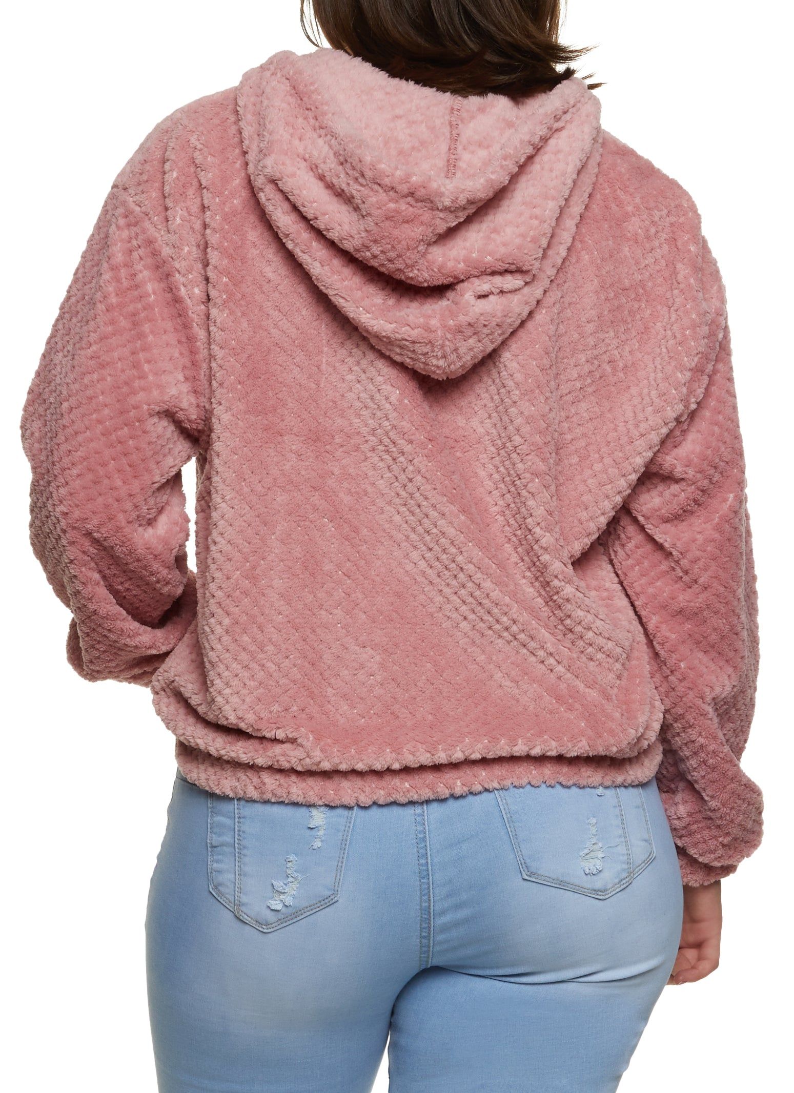 Plus Size Faux Fur Zip Front Hoodie sold by Rainbow product image thumbnail 2