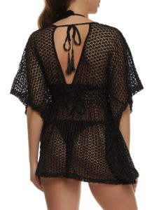 Smocked Waist Crochet Cover Up Kimono sold by Rainbow