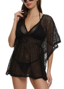 Smocked Waist Crochet Cover Up Kimono sold by Rainbow
