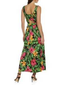 Tropical Floral Print Cut Out Maxi Dress sold by Rainbow