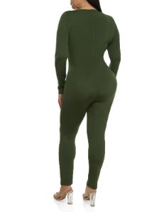 Plus Size Daisy Long Sleeve Crew Neck Catsuit sold by Rainbow