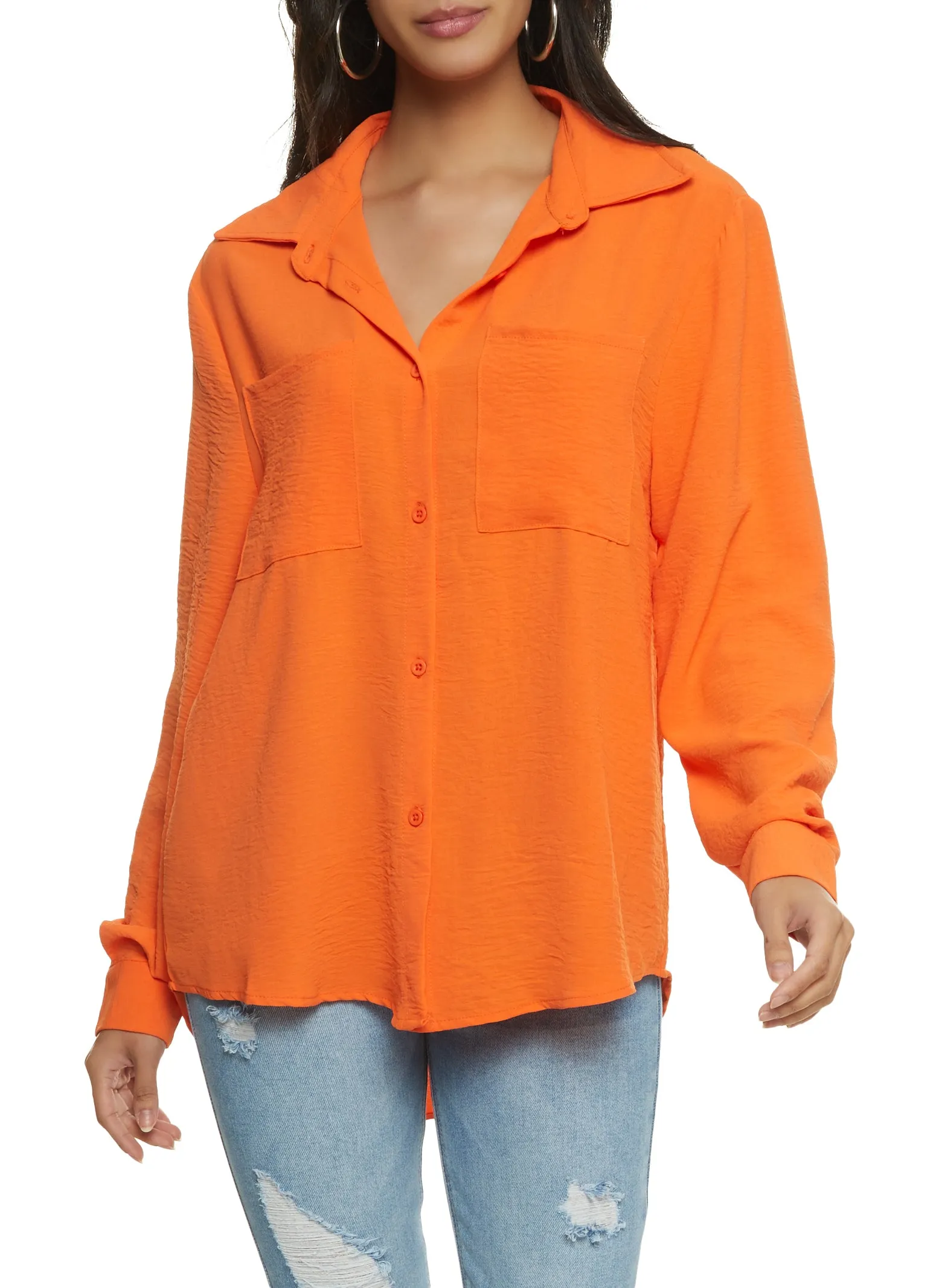 Crepe Knit Button Front Shirt sold by Rainbow