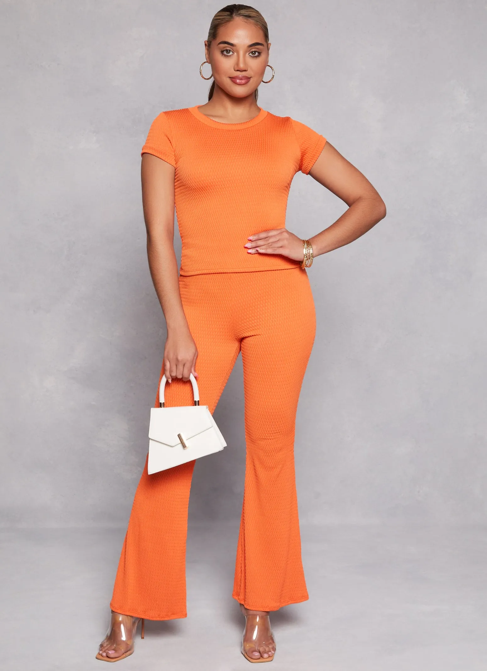 Textured Knit Crew Neck Short Sleeve Top sold by Rainbow product image thumbnail 2