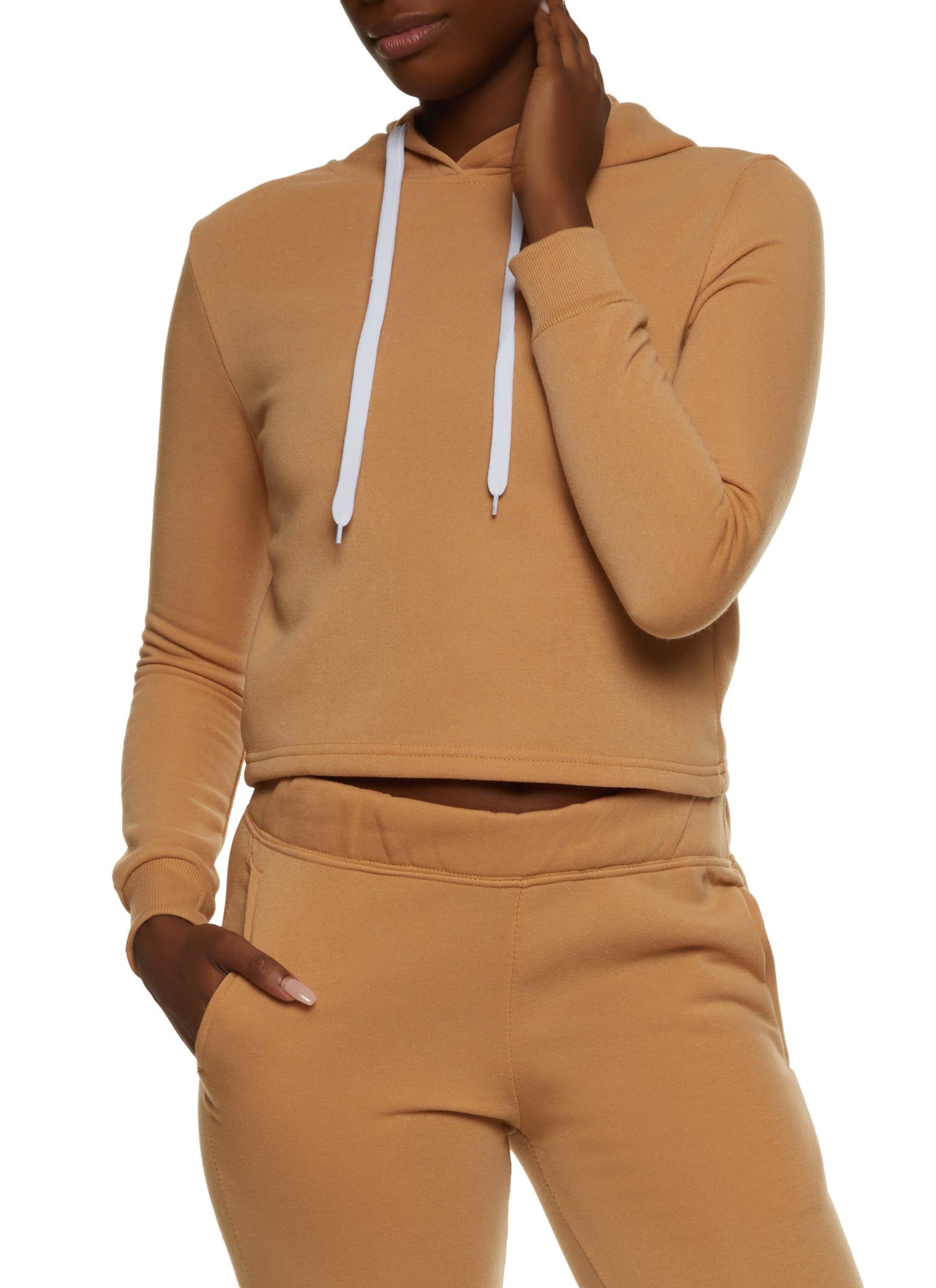 Fleece Hooded Cropped Sweatshirt sold by Rainbow