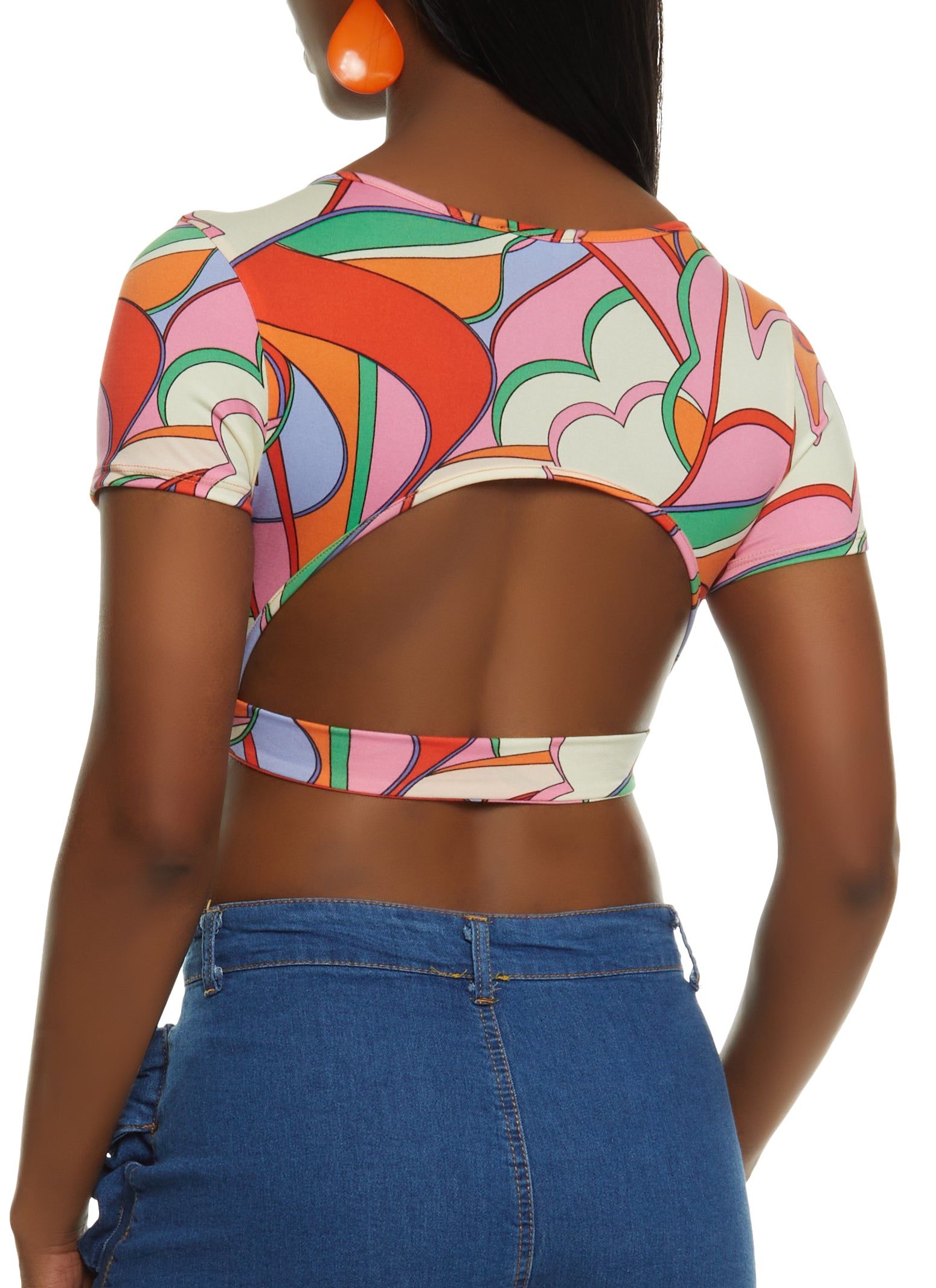Open Back Printed Crop Top sold by Rainbow product image thumbnail 2