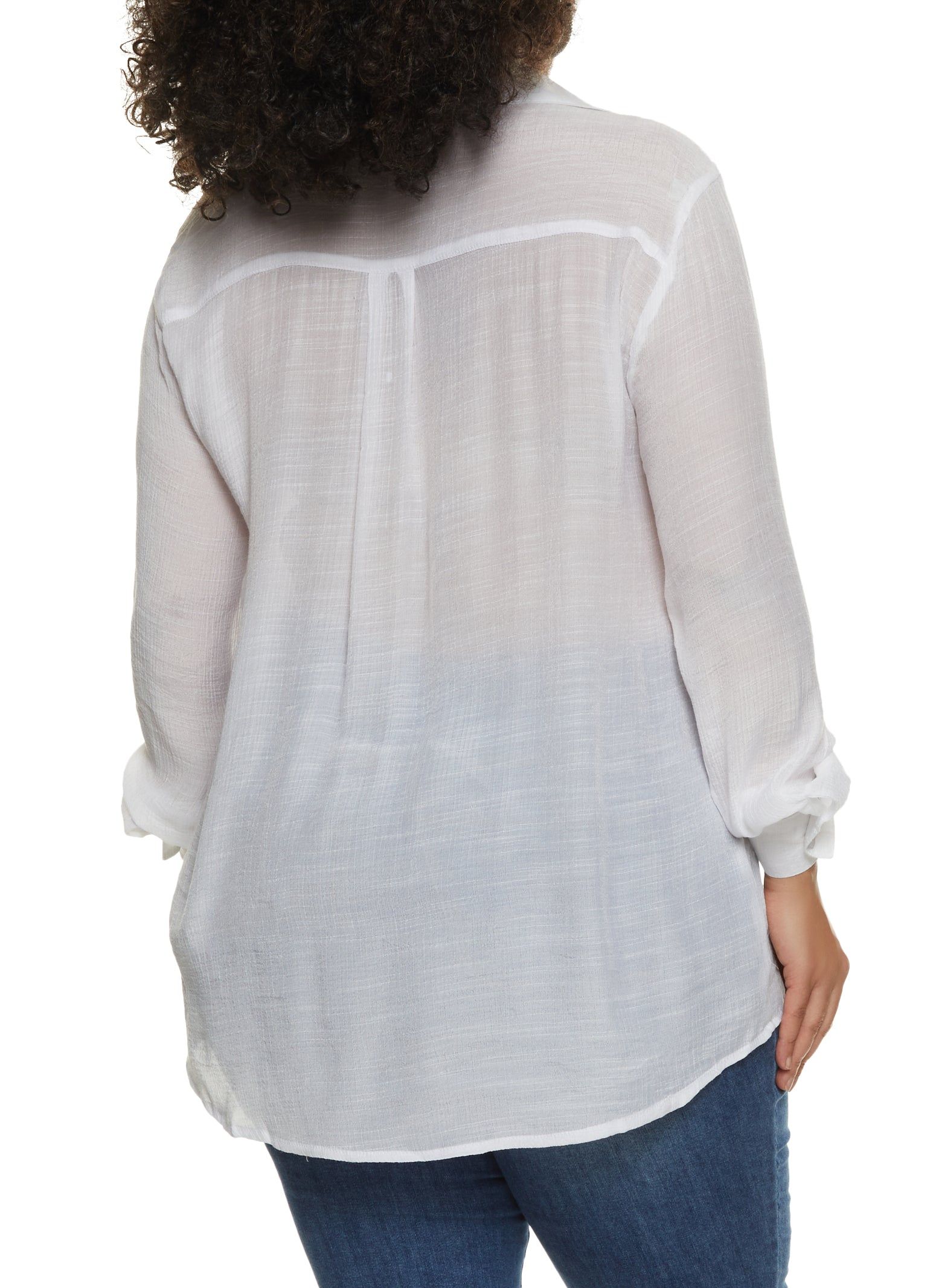 Plus Size Pintuck Button Down Gauze Shirt sold by Rainbow product image thumbnail 2