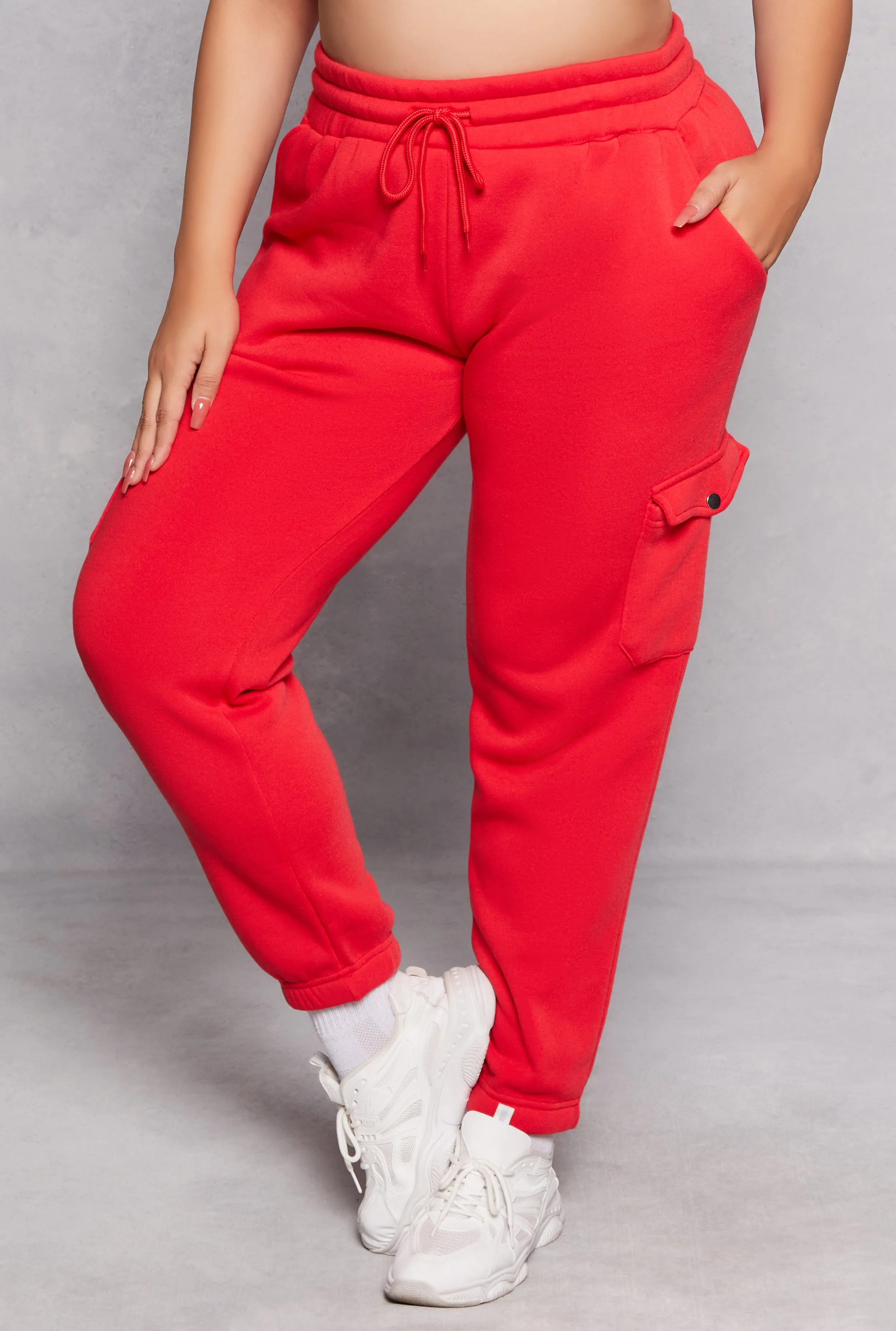 Plus Size Fleece Drawstring Cargo Joggers sold by Rainbow product image thumbnail 2