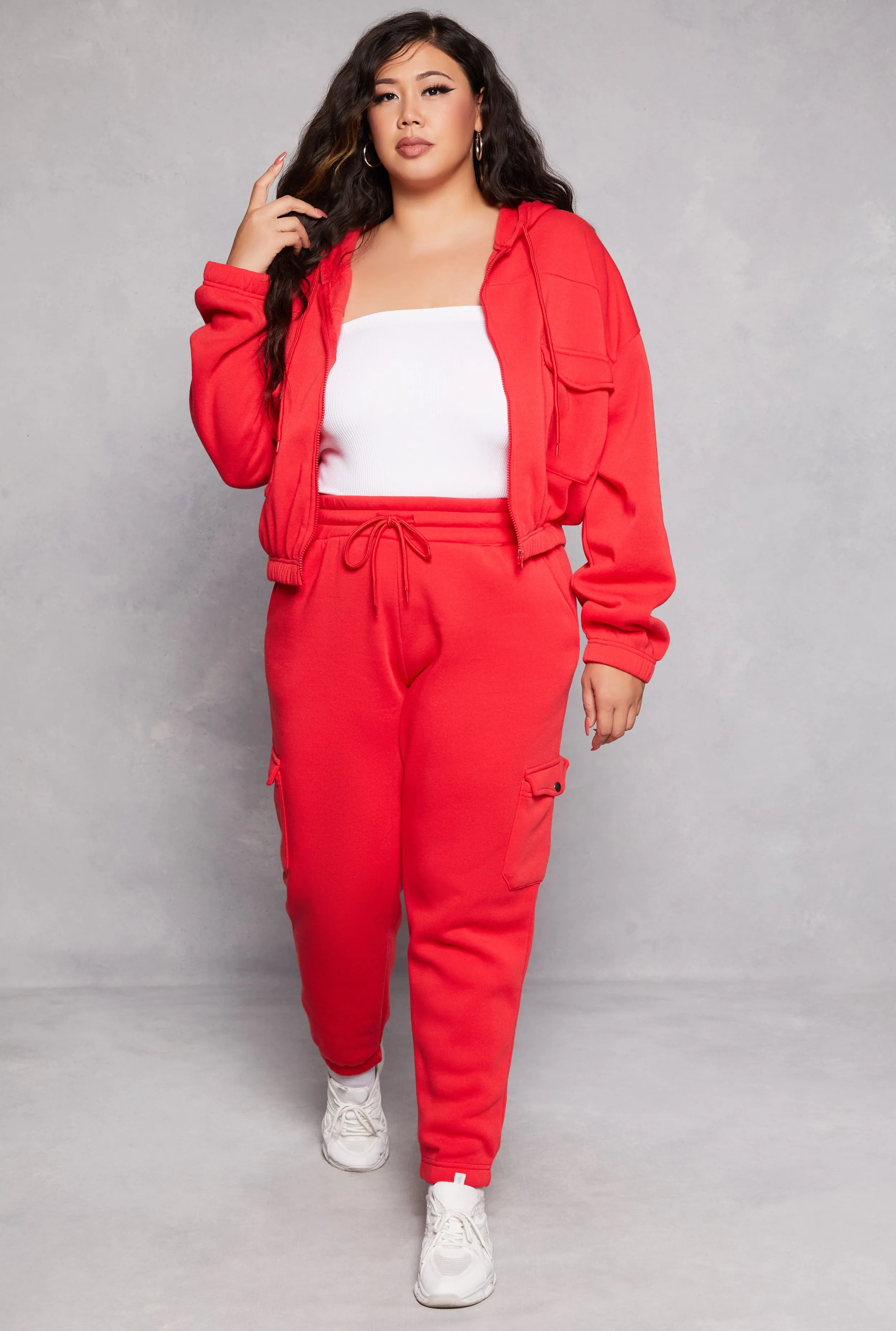 Plus Size Fleece Drawstring Cargo Joggers sold by Rainbow