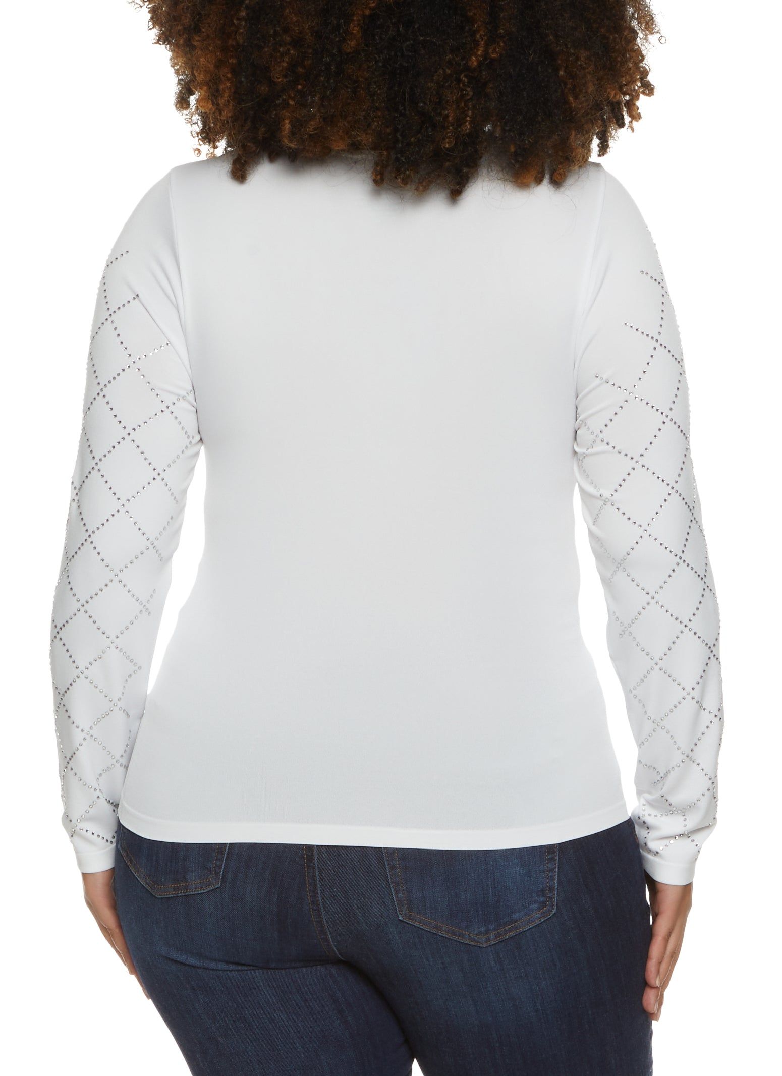 Plus Size Scoop Neck Rhinestone Printed T Shirt sold by Rainbow product image thumbnail 2