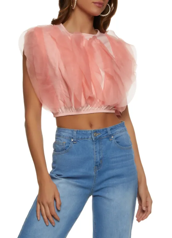 Organza Trim Crop Top sold by Rainbow