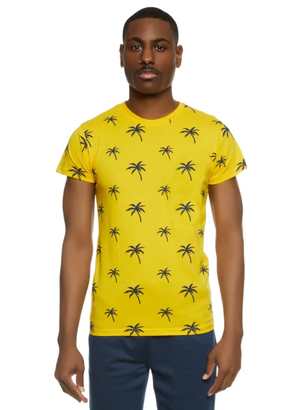 Mens Palm Tree Printed Graphic Tee sold by Rainbow