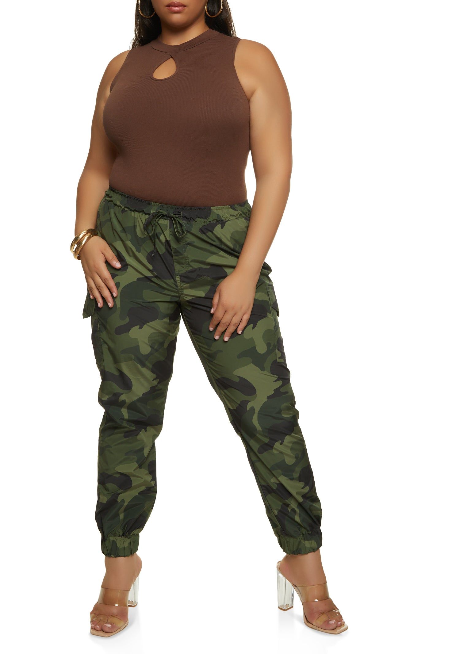 Plus Size Nylon Camo Cargo Joggers sold by Rainbow product image thumbnail 2