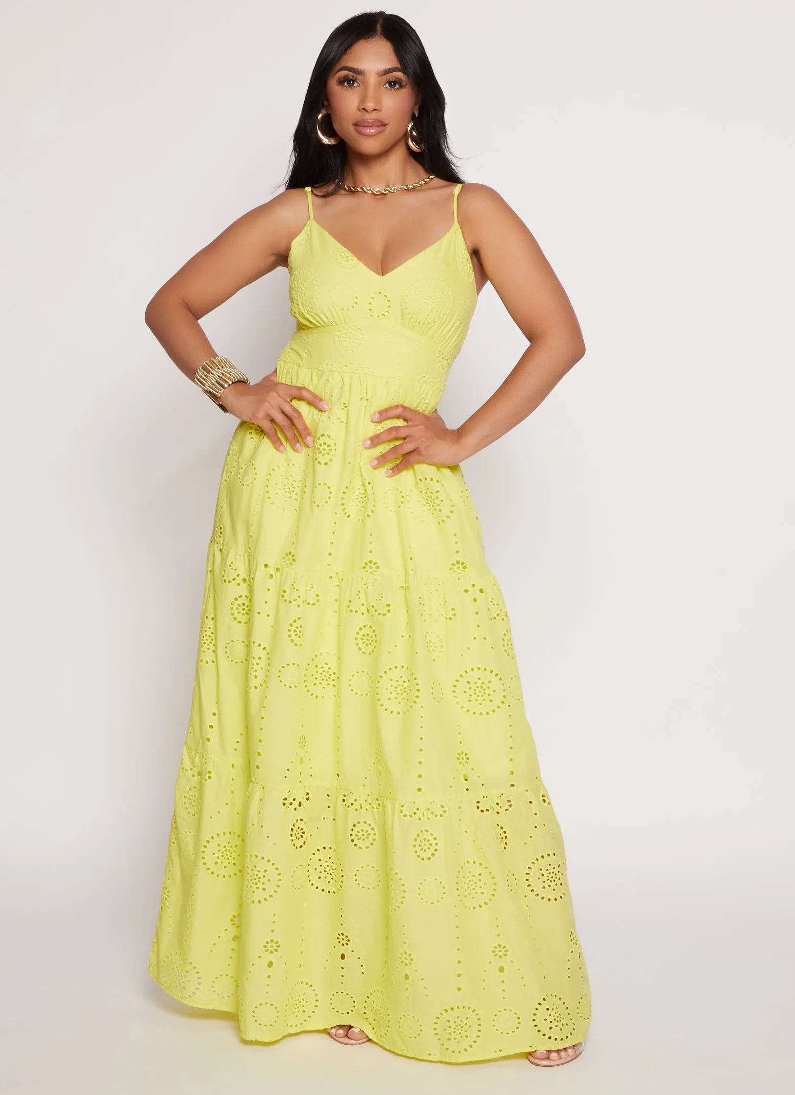 Eyelet Tie Back Tiered Maxi Dress sold by Rainbow product image thumbnail 2