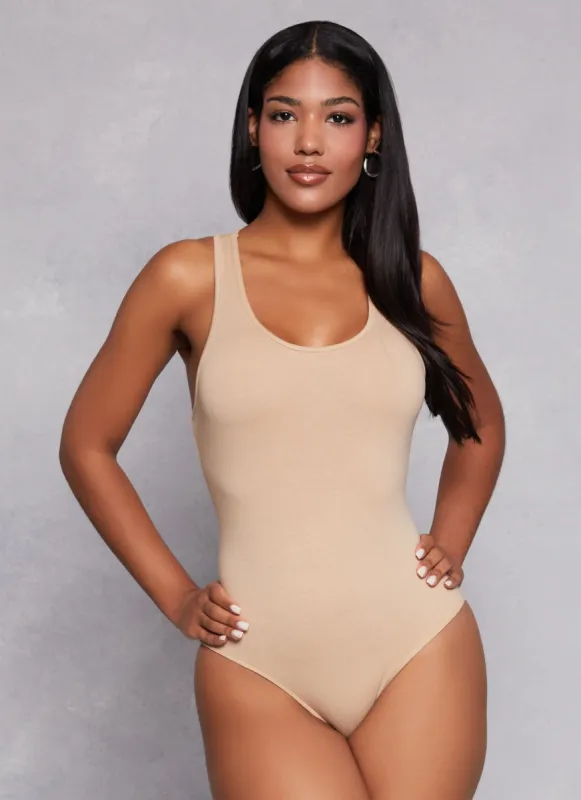 Basic Scoop Neck Racerback Tank Bodysuit sold by Rainbow