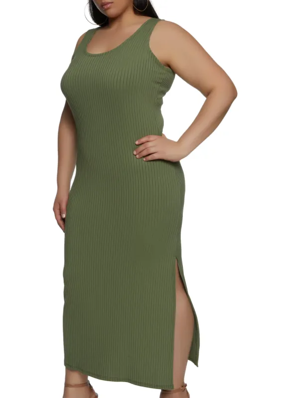 Plus Size Ribbed Maxi Tank Dress sold by Rainbow