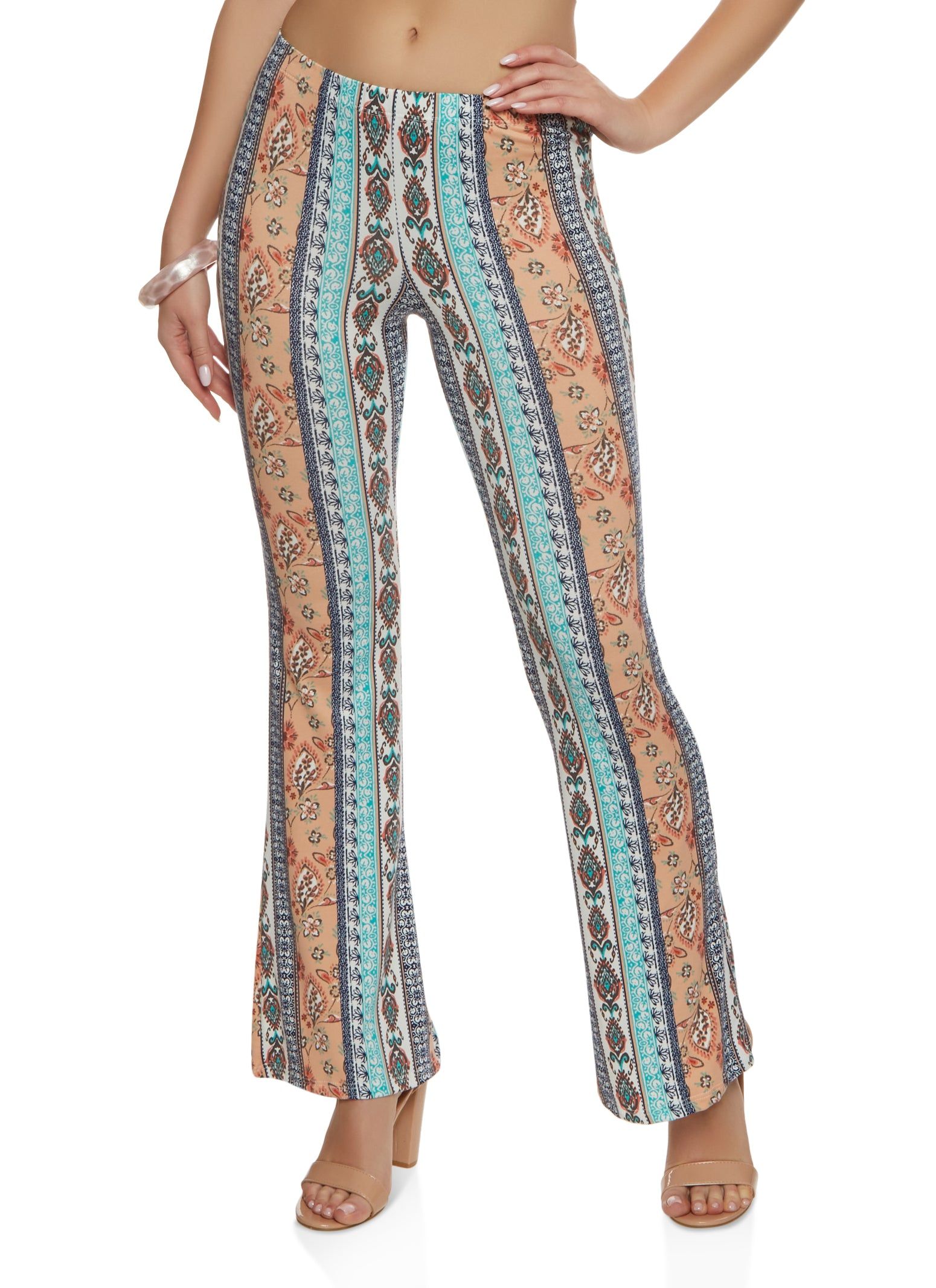 Mixed Print Boho Flare Pants sold by Rainbow
